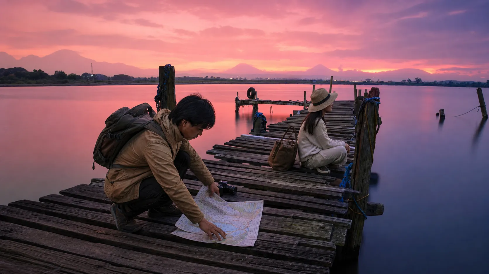 Photorealistic scene showing Karpo coordinating the wider day around Voyagu.