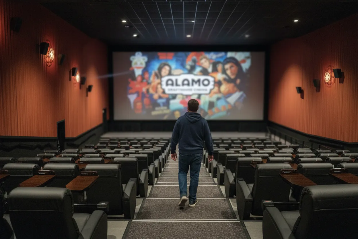 NYC experience scene for Alamo Drafthouse Staten Island for a Movie Watch Night With Dinner Built In