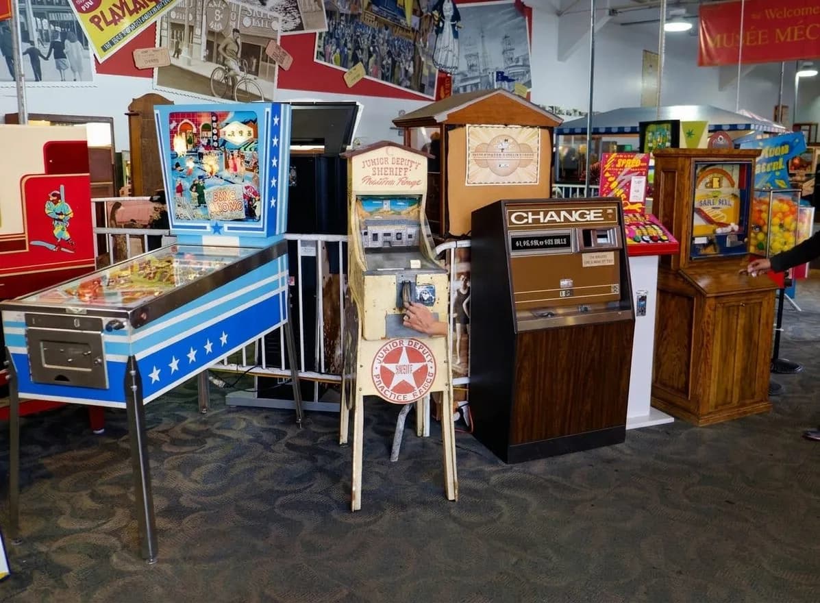 Vintage coin-operated arcade machines inside Musée Mécanique in San Francisco