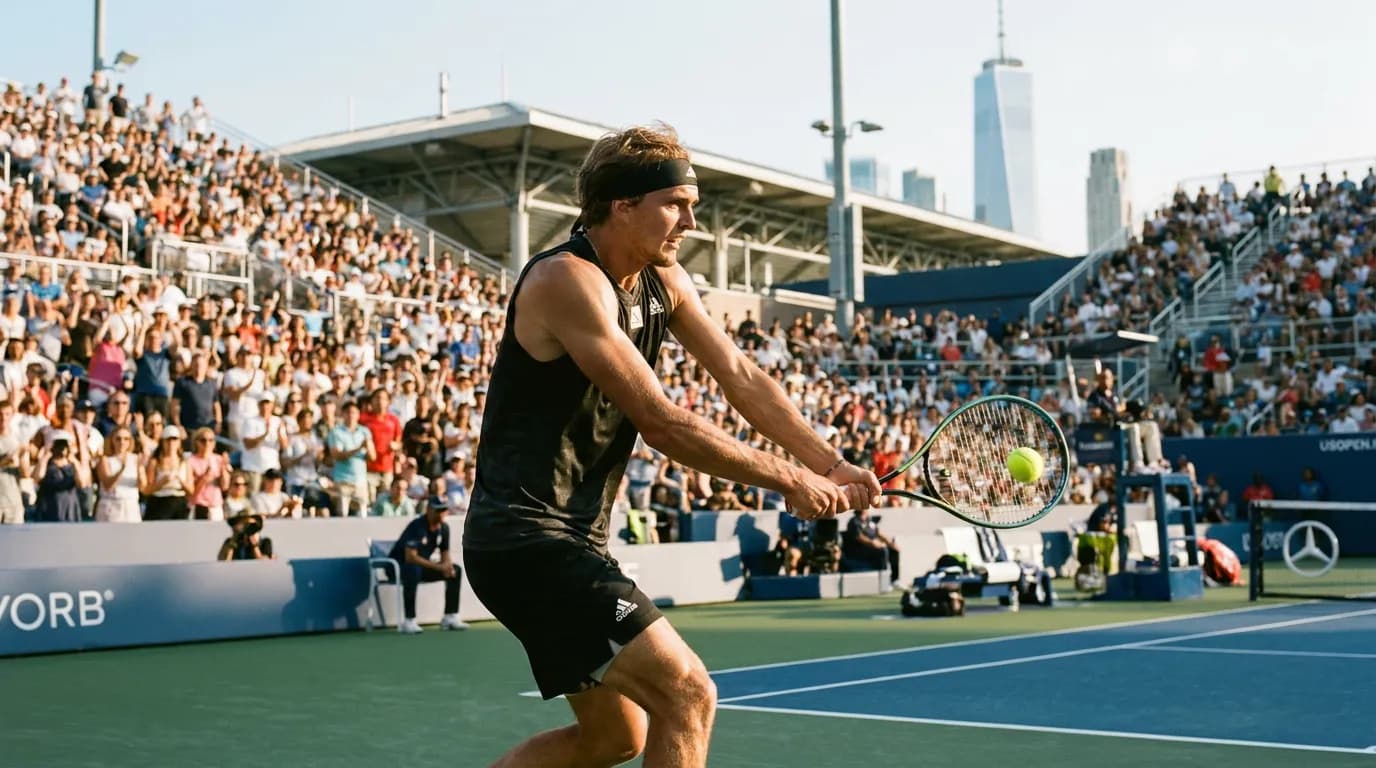 Bright US Open tennis atmosphere illustrating Alexander Zverev’s US Open Chances After Another Major Final.
