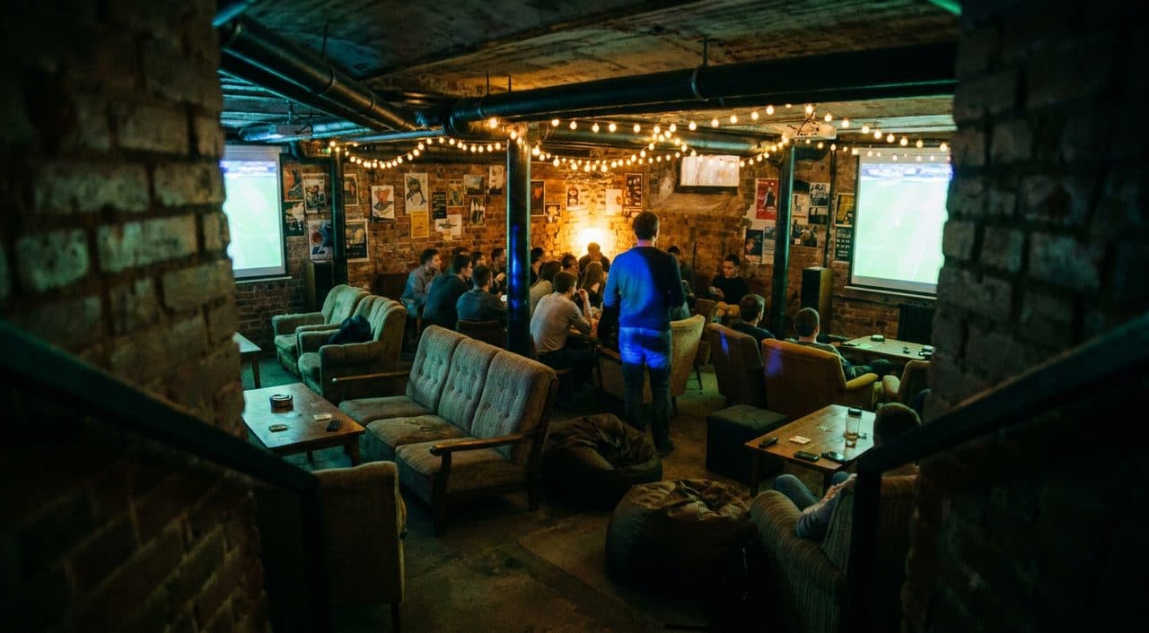 Allston Game Cafe Tables Split Screens for Fable 5 Streams and World Cup Group Stage - scene