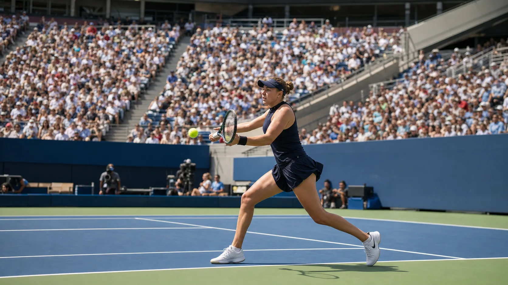 Photorealistic US Open tennis scene for Amanda Anisimova’s Power Game Could Thrive in New York.