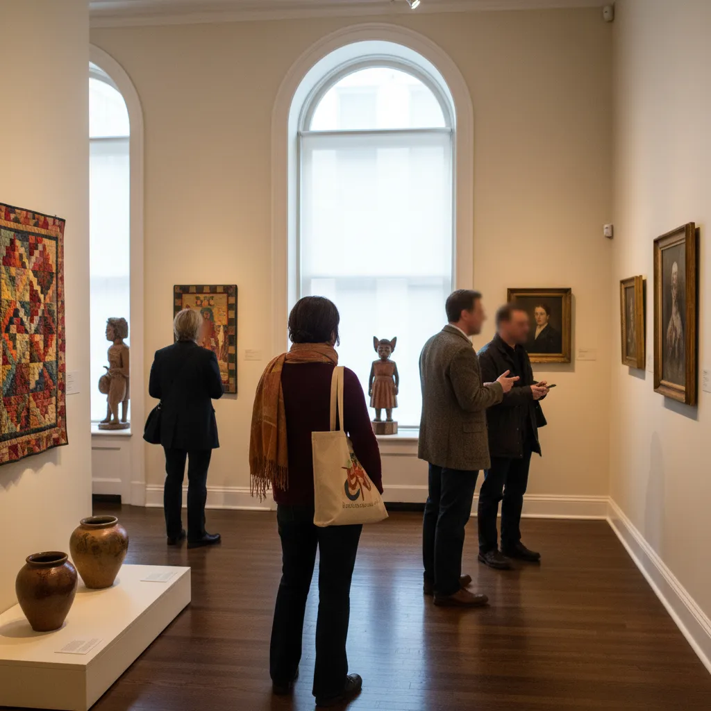 Editorial-style detail scene for American Folk Art Museum in New York.