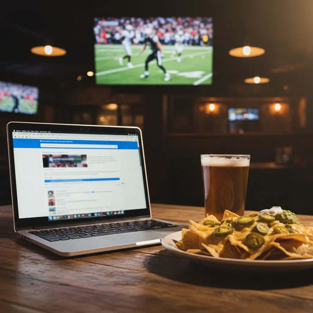 Laptop with search results at a sports bar during World Cup 2026 as Americans learn soccer rules