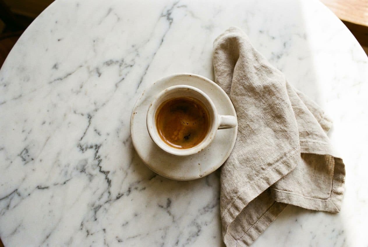 A Morning Espresso at the Marble Counter in Fort Greene Before the Neighborhood Wakes - scene