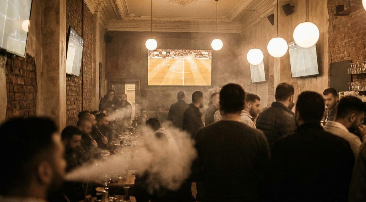 An Arab Cafe in Bay Ridge During New Zealand vs Egypt, Mint Tea and the Diaspora Crowd - scene