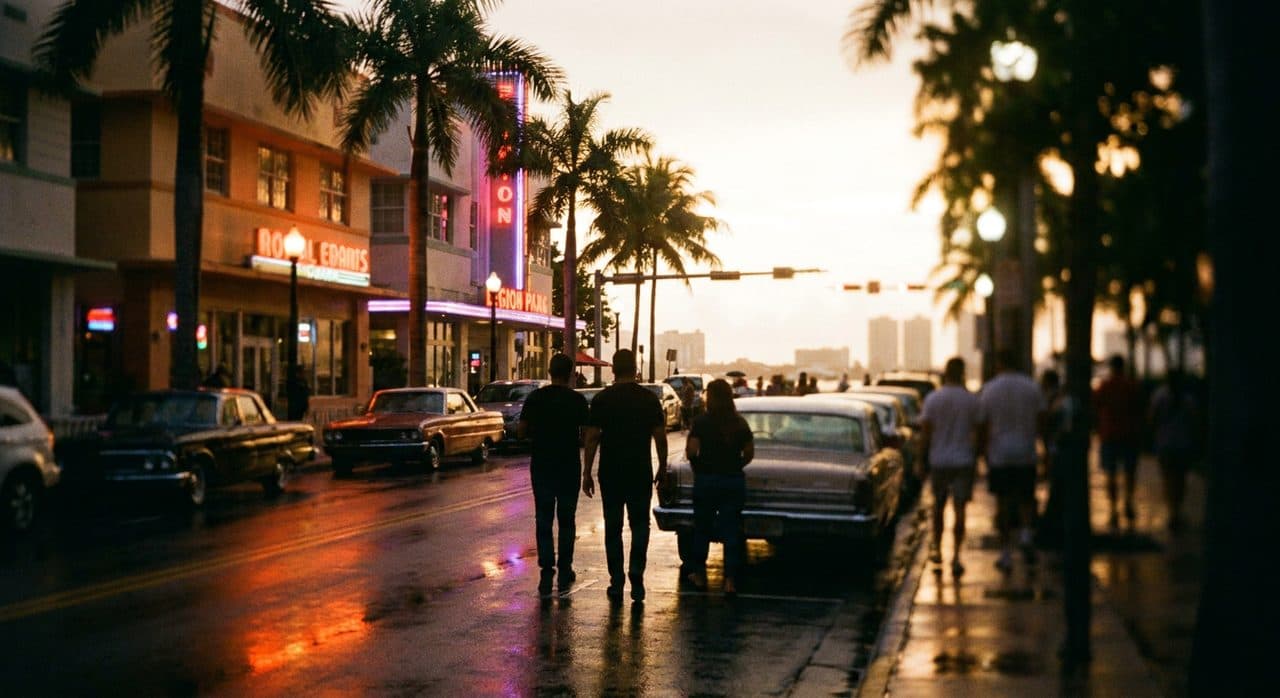 A Night Drive Through Miami's Biscayne Boulevard in the Rain - cover image