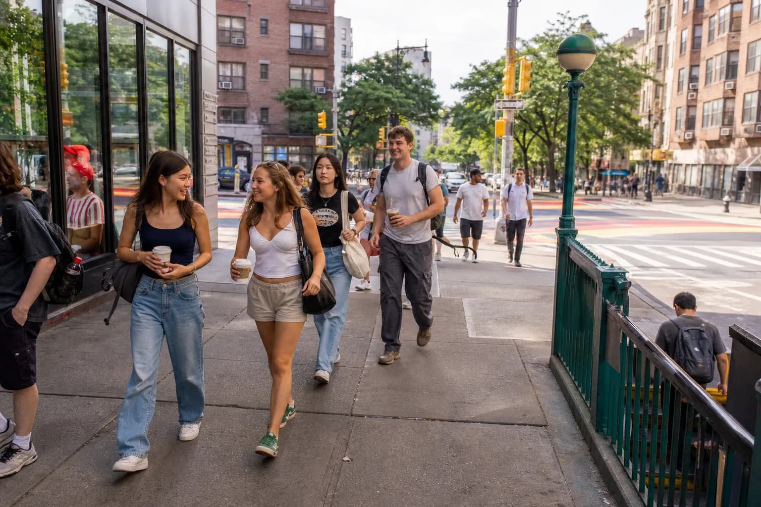 Uptown subway station entrance as late-class route test