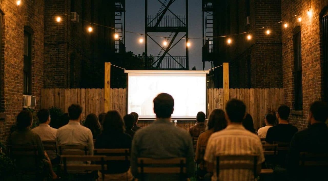 A Projector, Thirty Folding Chairs, and House of the Dragon Season 3 in an Astoria Backyard - scene