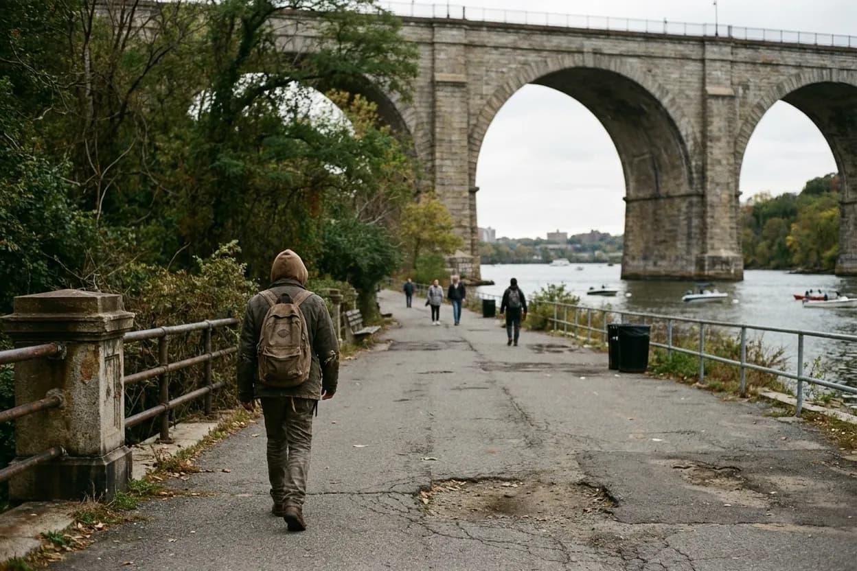 NYC experience scene for Aqueduct Walk: The Bronx Greenway Built on Old Water Infrastructure