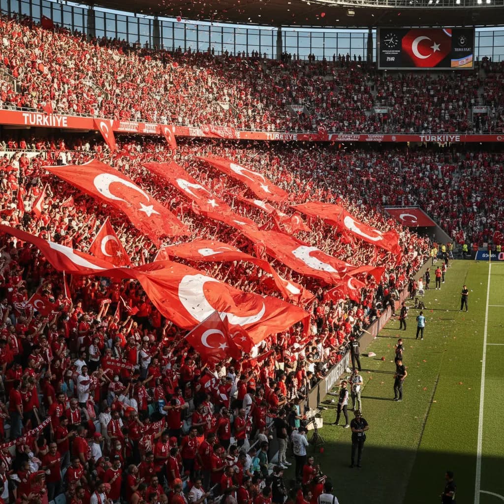 Arda Güler striking the ball in Turkey's red jersey during World Cup 2026