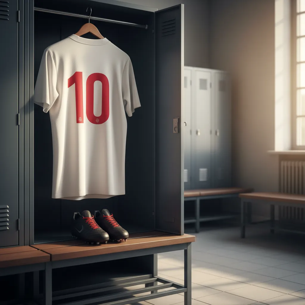 A number 10 jersey hangs in a locker room carrying the weight of legacy