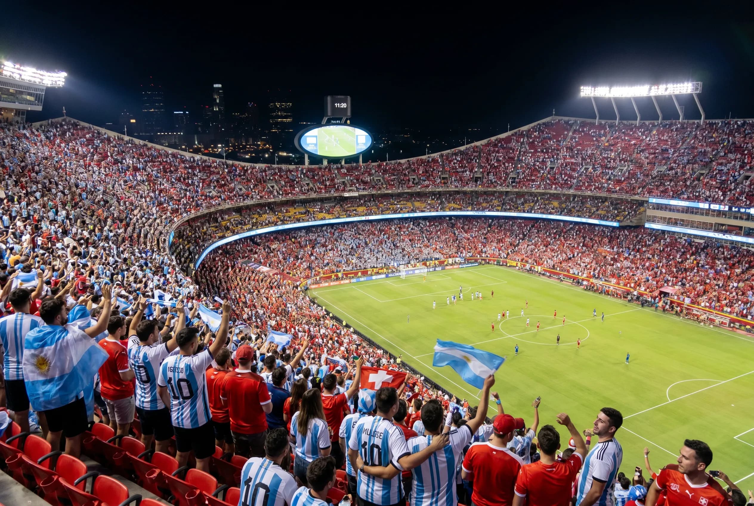 Bright World Cup match-day scene in Kansas City.