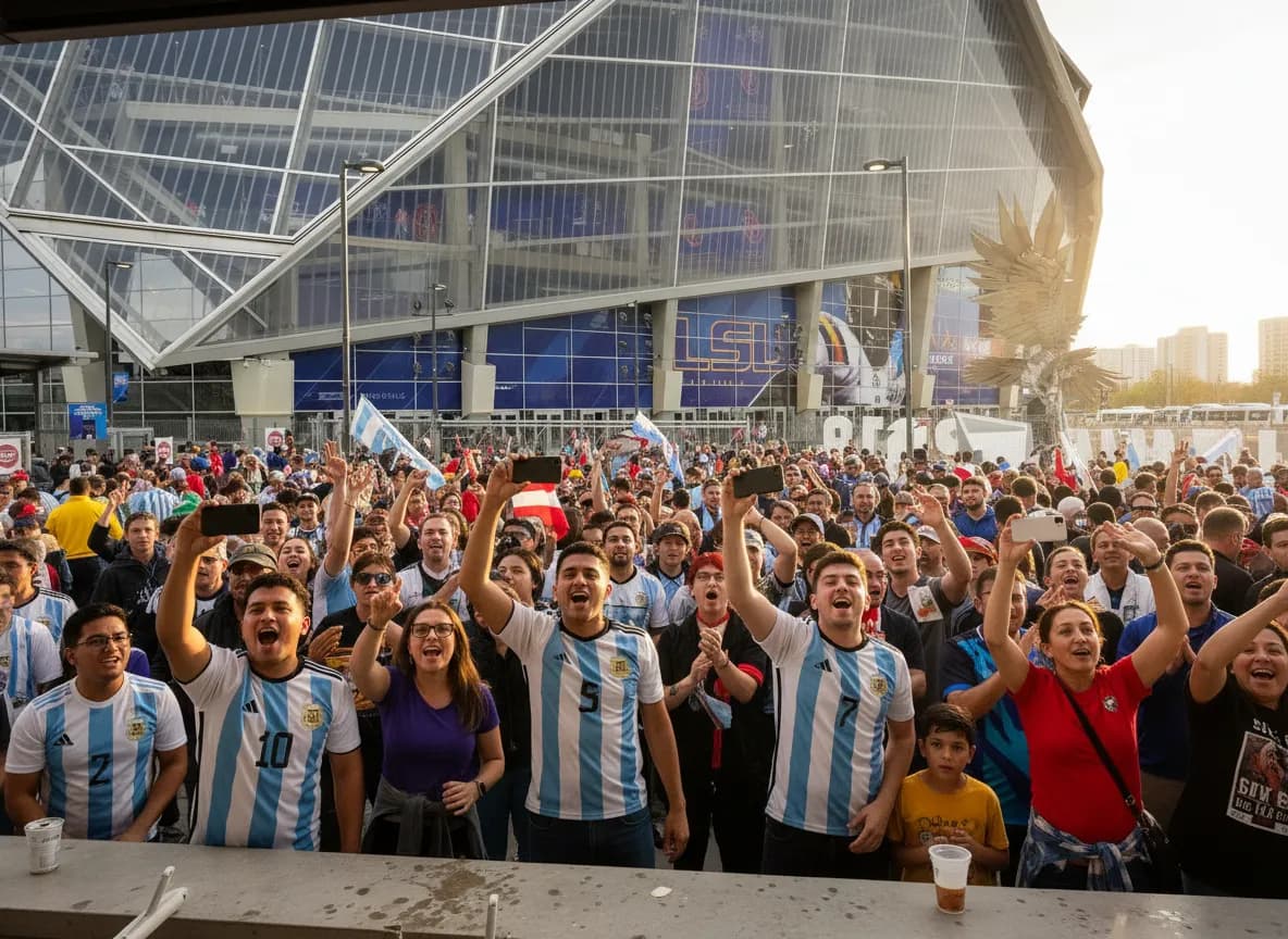 Argentina and Austria supporters using a public route in Atlanta