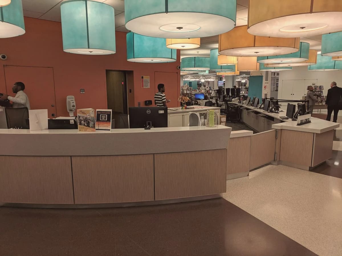 Queens Public Library central library service desk