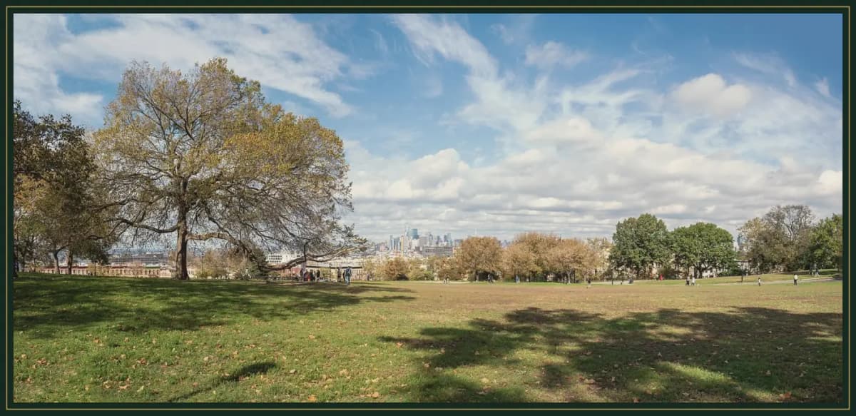 Sunset park lawn brooklyn skyline