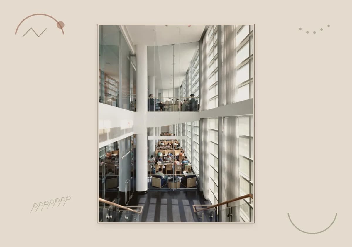 Flushing Library stair and glass