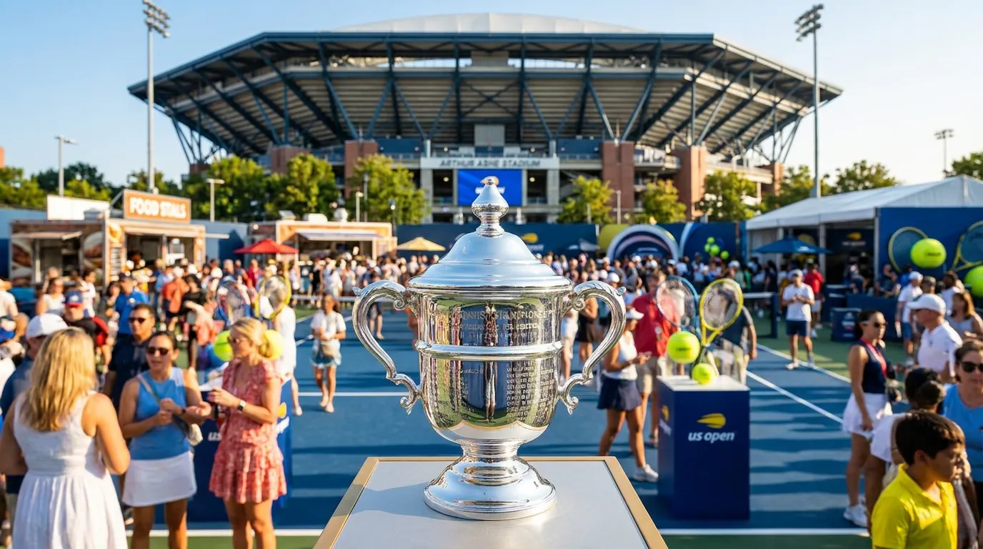 Bright US Open tennis atmosphere illustrating Aryna Sabalenka’s Hard-Court Power Makes Her a US Open Favorite.