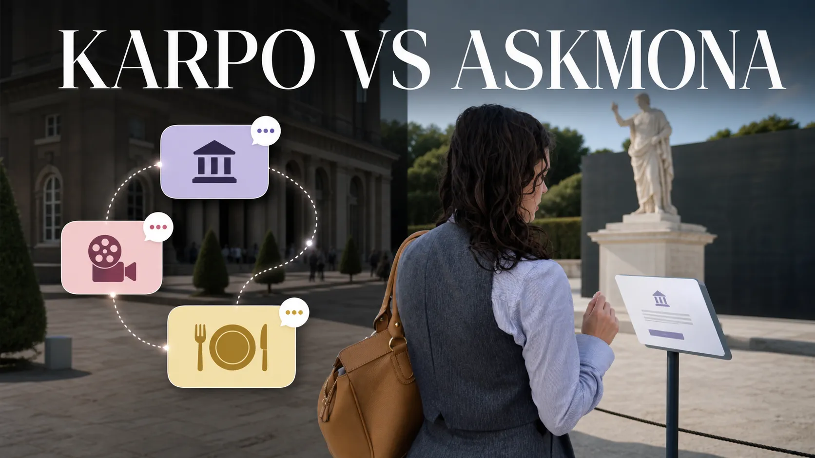 A traveler comparing a museum guide interface with a personal city assistant during a day in the city