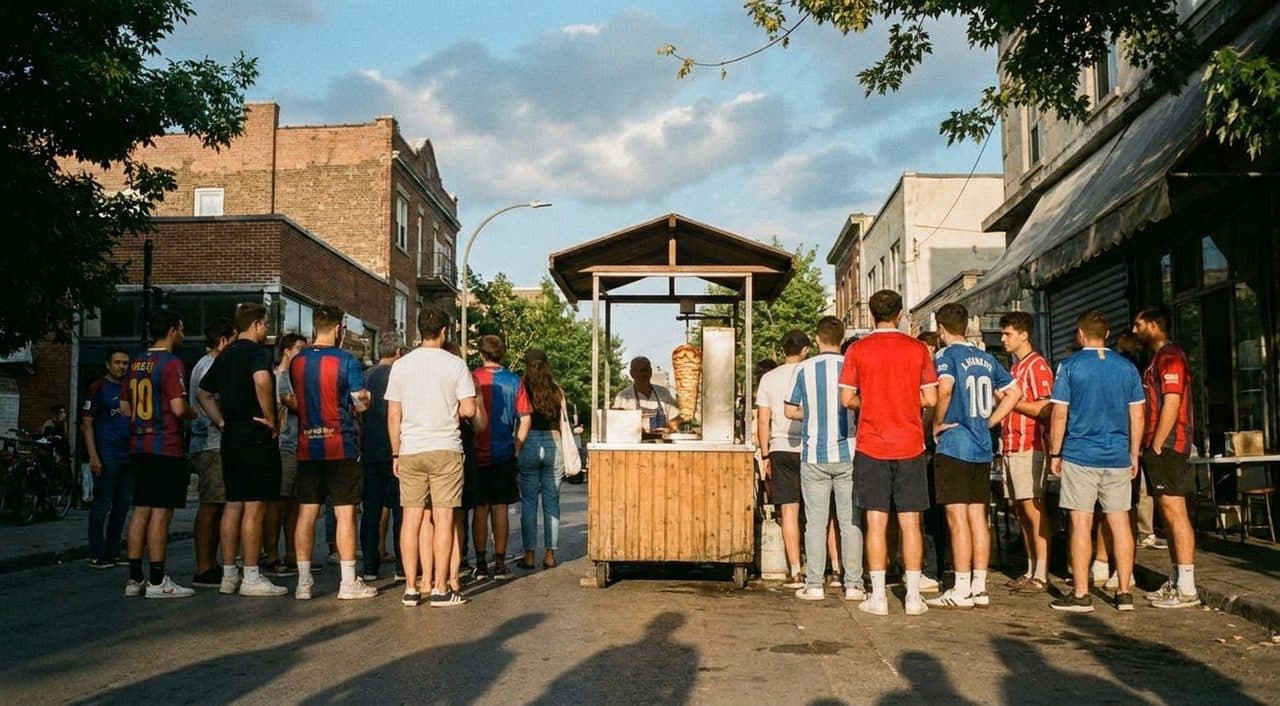 Astoria Souvlaki Stands Before the Match While simone biles hospital News Scrolls Across Phones - scene