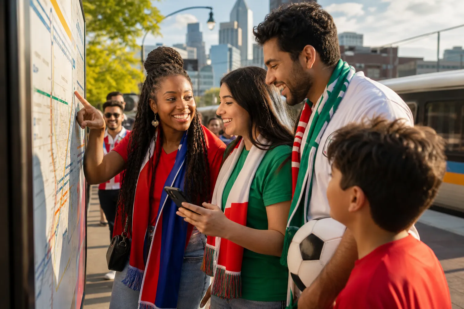 Atlanta fans checking a World Cup match-day route