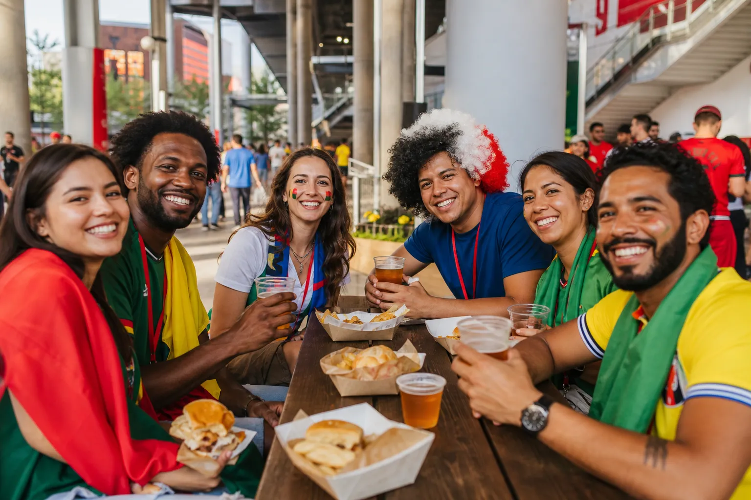Atlanta fans using a post-match wait or food stop as part of the route