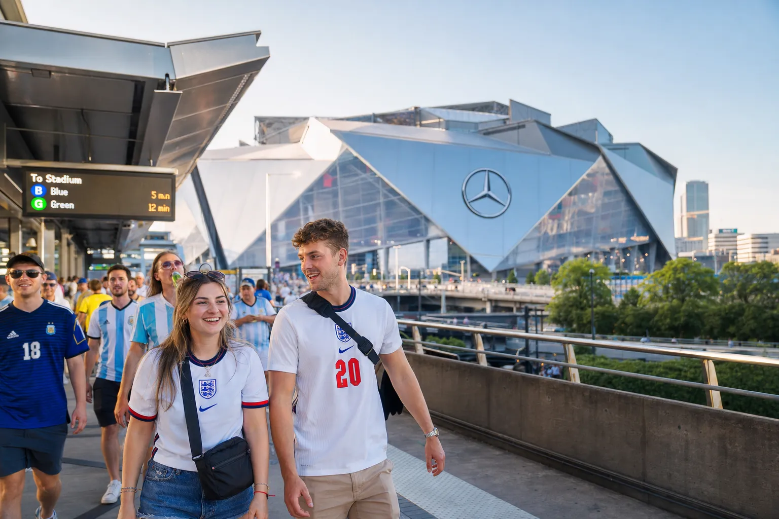 Bright World Cup match-day scene in Atlanta.
