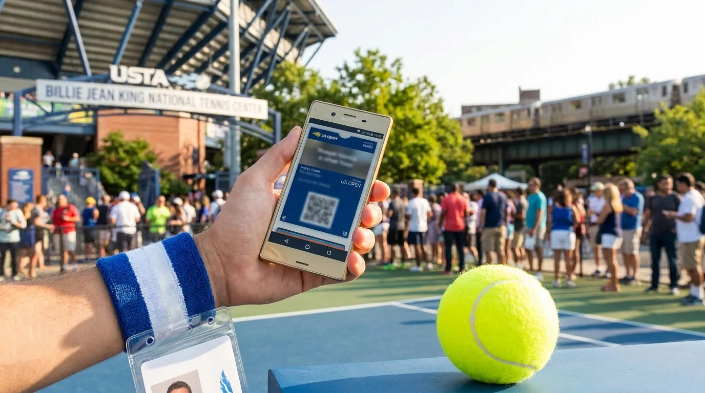 Photorealistic New York scene for Avoiding Ticket Resale Scams Before the US Open.