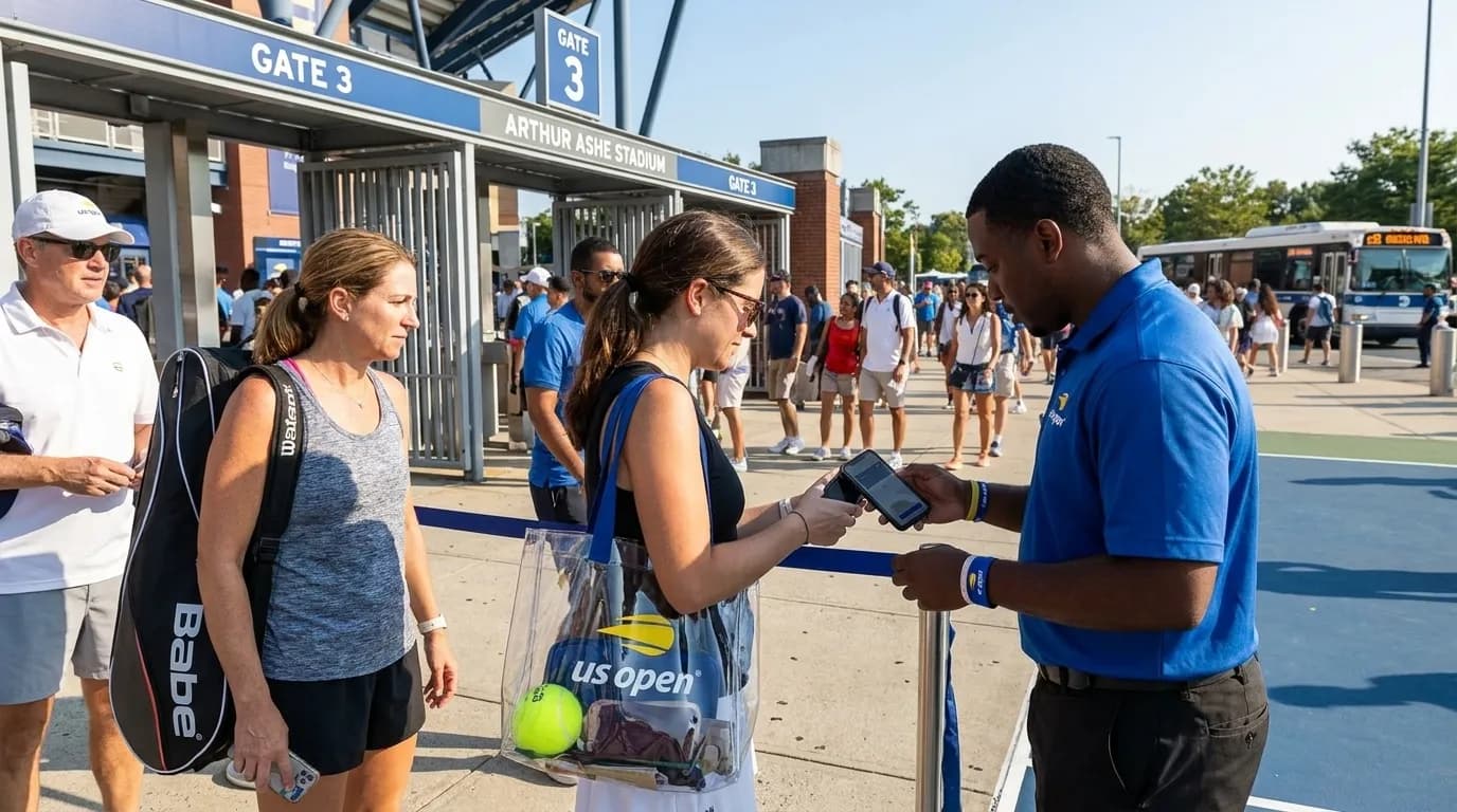 Bright editorial scene supporting Avoiding Ticket Resale Scams Before the US Open.