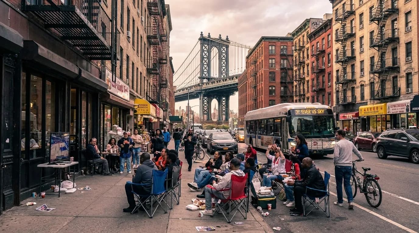 Realistic NYC scene for NYC Transit-Smart Viewing: Navigating the Fever vs Sky Buzz for Your Sunday
