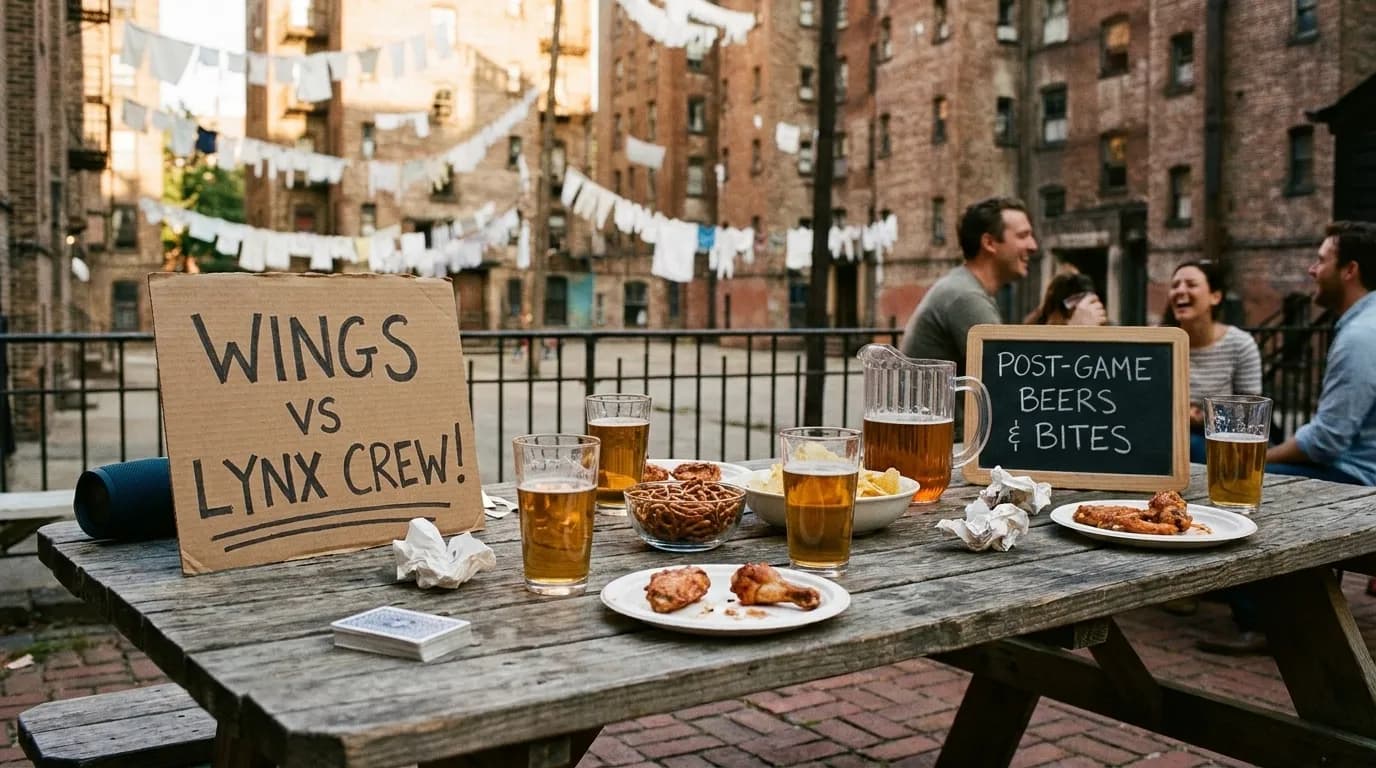 Realistic NYC scene for NYC Weekend: Your 'Wings vs Lynx' Crew's Spontaneous City Adventure