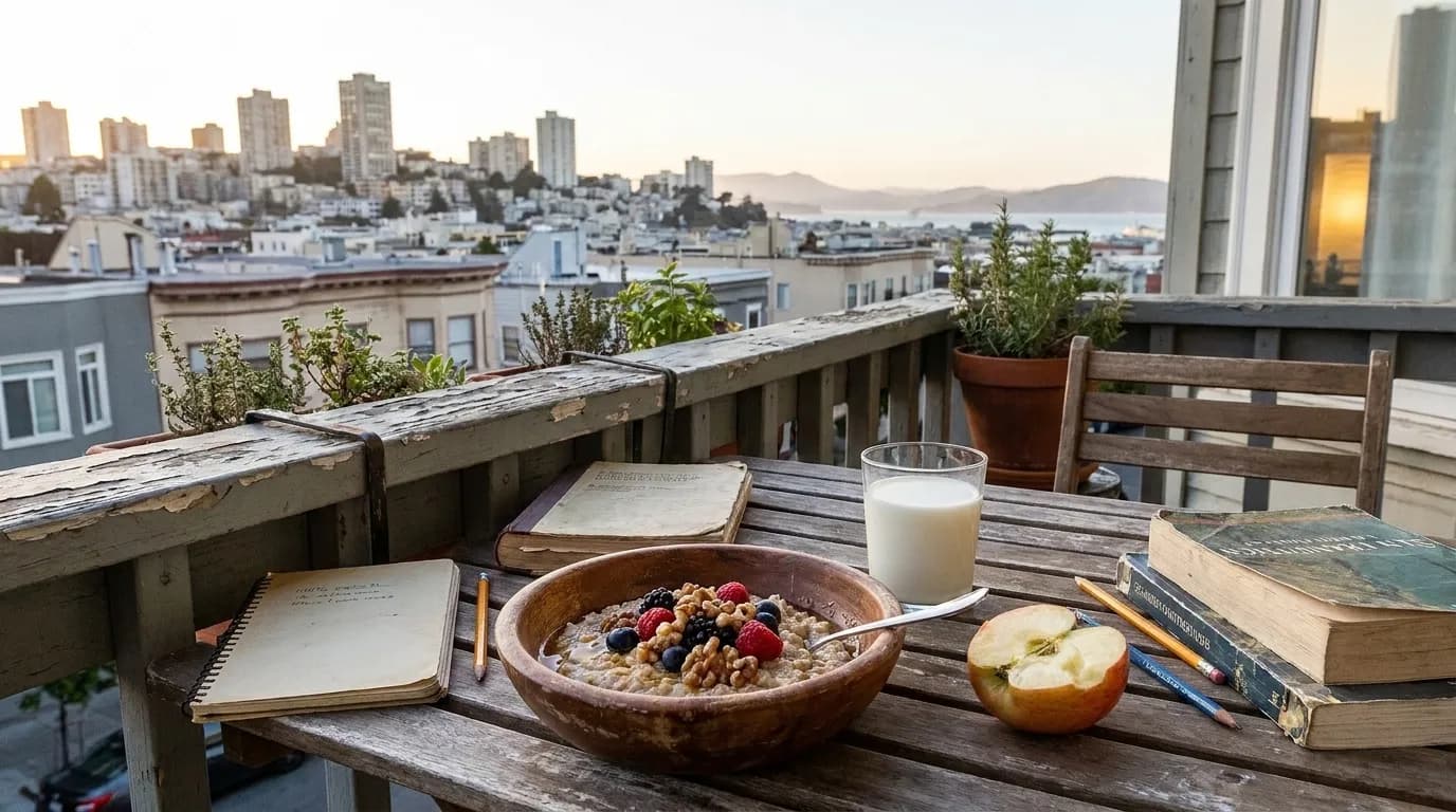 Realistic San Francisco scene for San Francisco's Back-to-School Diet: Nourishing Minds Beyond the Classroom