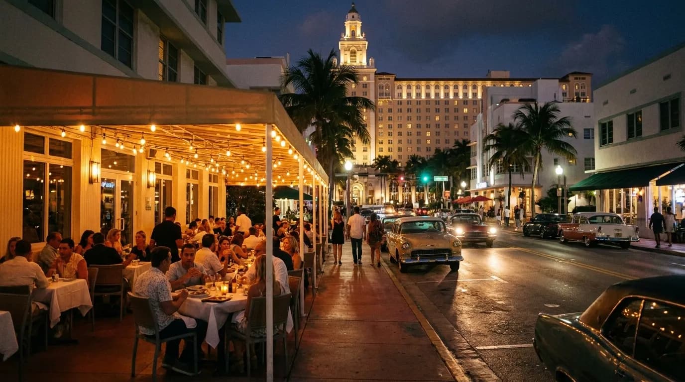 Realistic Miami scene for Miami's Culinary Currents: Finding Your Flow with Alys Rivers-Inspired Flavors
