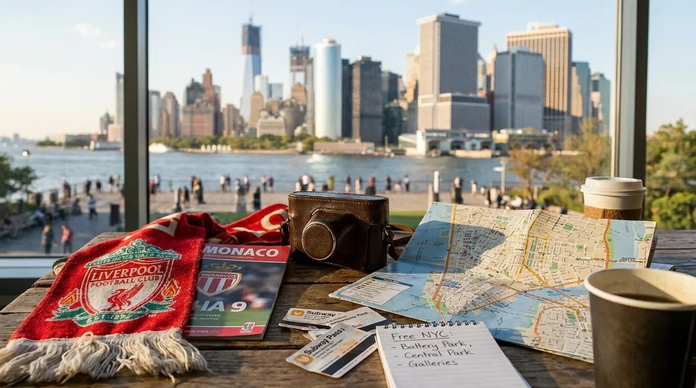 Realistic NYC scene for NYC Weekend: From Liverpool vs Monaco Buzz to Free Urban Exploration