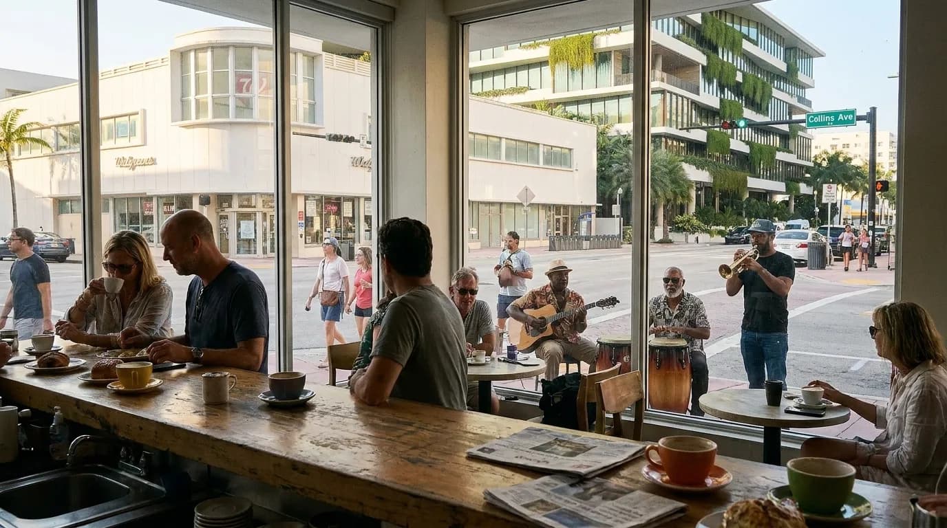 Realistic Miami scene for Miami's Free Rhythms: A Zero-Cost Sunday After the austin fc - puebla Buzz