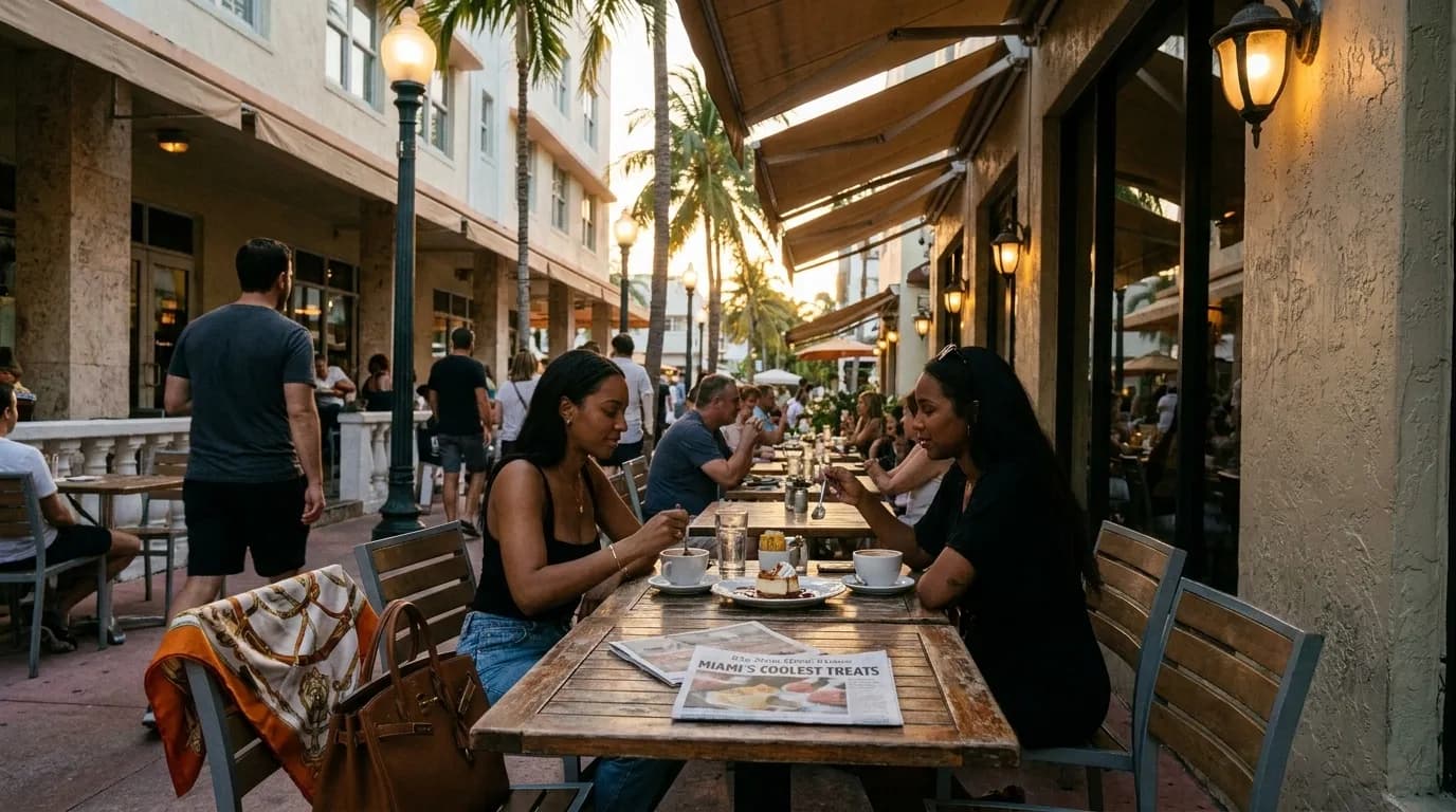Realistic Miami scene for Miami's Coolest Treats: Beat the Heat, Savannah James Hermes Style