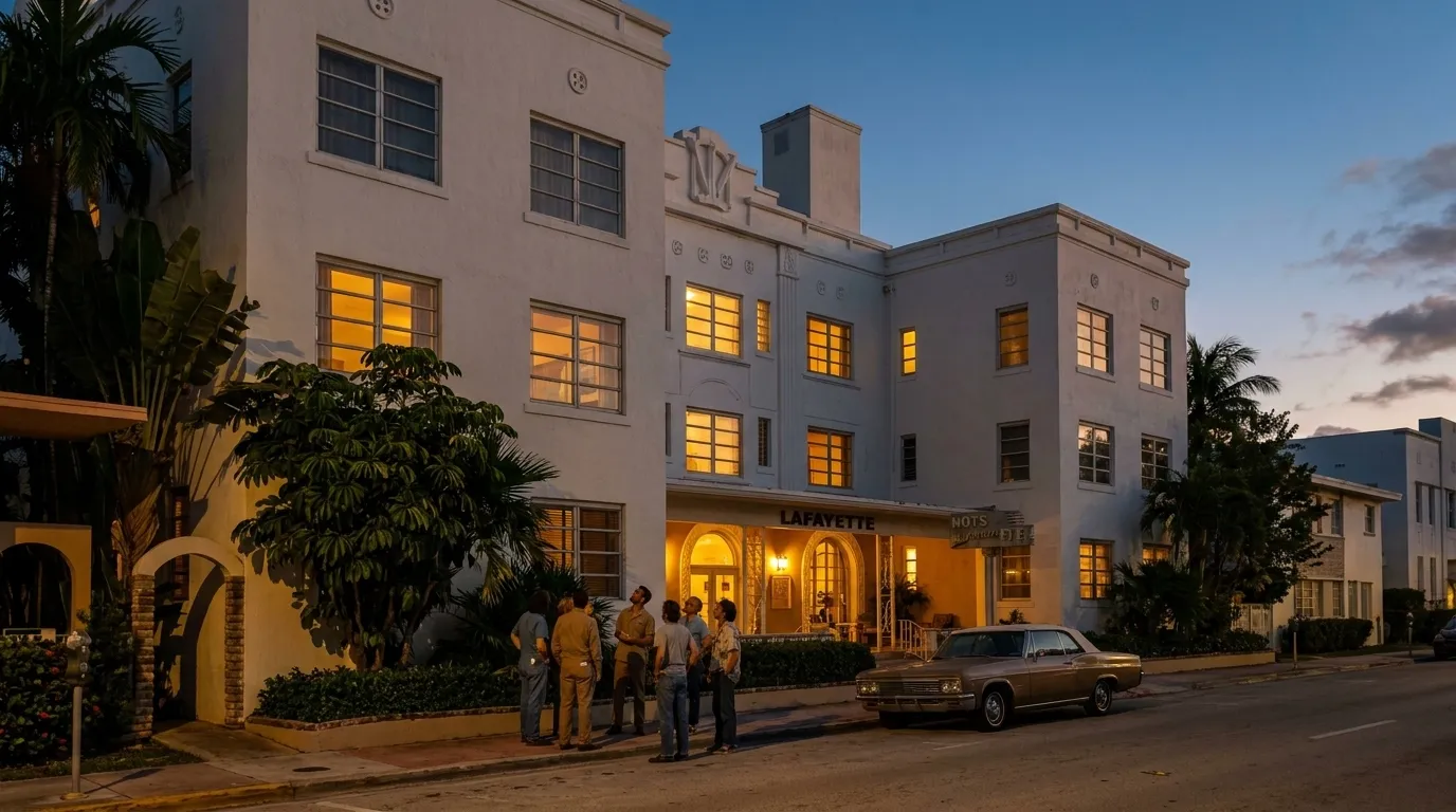 Realistic Miami scene for Miami's Hidden Haunts: Unearthing Otherworldly Charms Beyond the Muscle Car Mystique