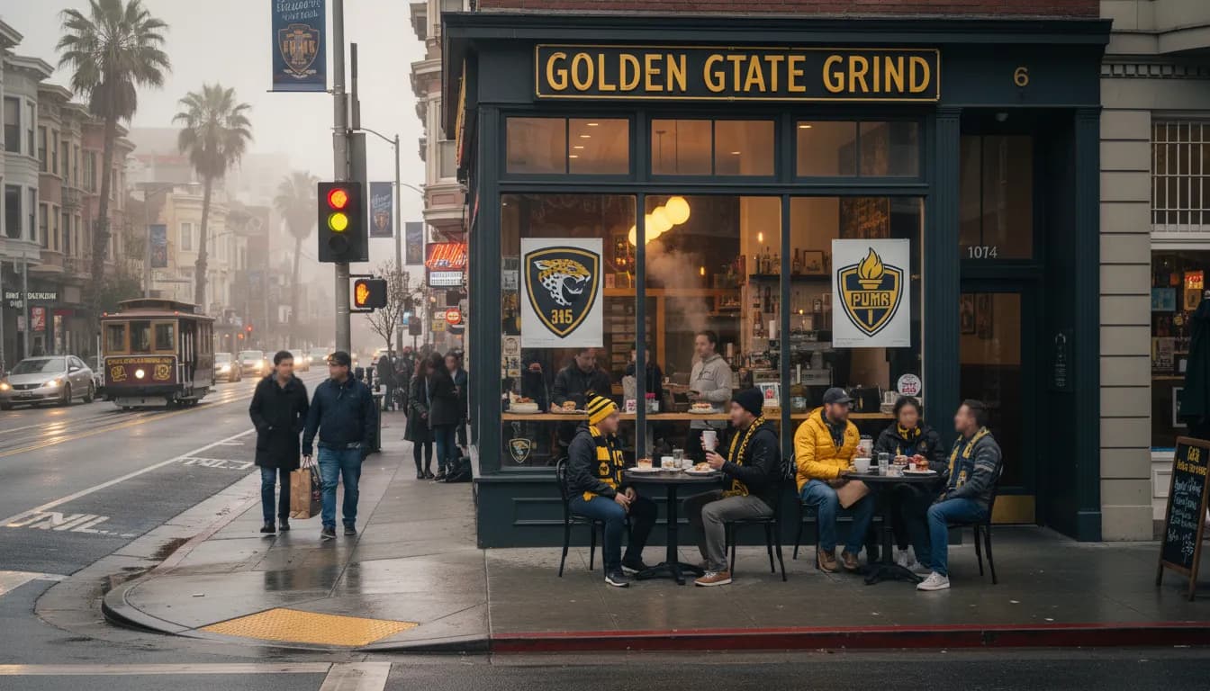 Practical city scene for Coffee & Dessert Spots for Columbus Crew - Pumas Fans in San Francisco
