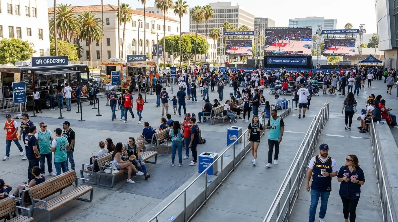 Practical city scene for Liberty vs Fever: Los Angeles Low-Pressure Sports Social Plan
