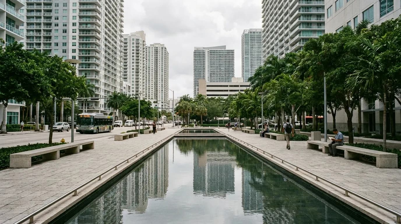 Practical city scene for Reflecting Pool: Miami Quiet Public Spaces Worth a Detour