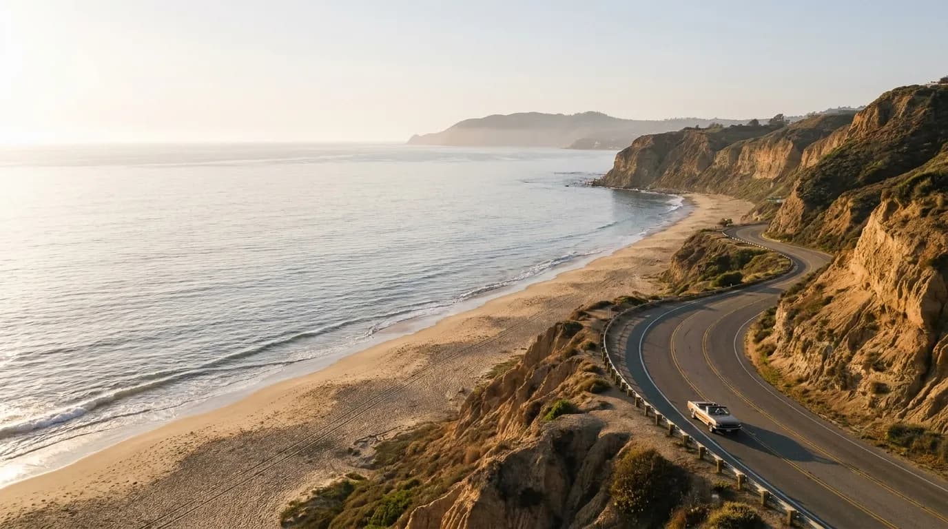 The Southern California coast with bluffs and the Pacific in afternoon light