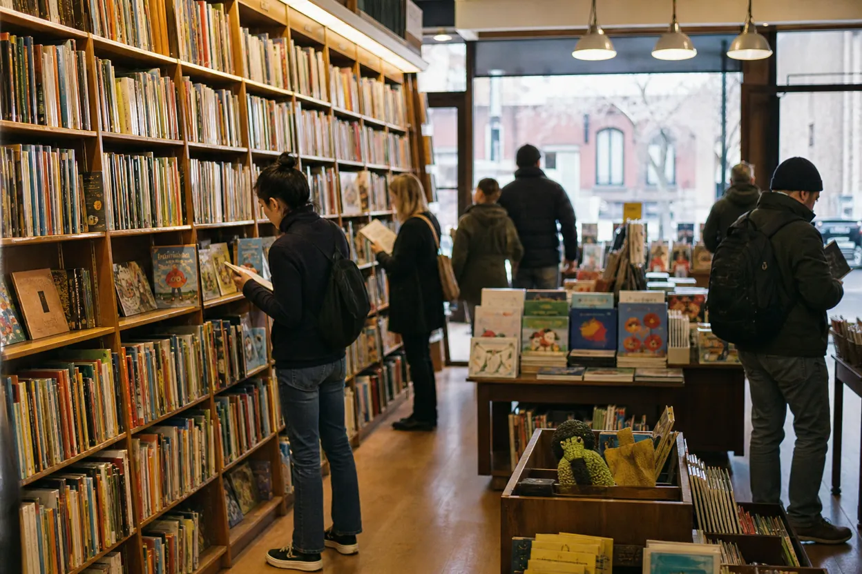 Cover scene for Bank Street Bookstore: A Classroom Read-Aloud Run Before September Lists Lock In