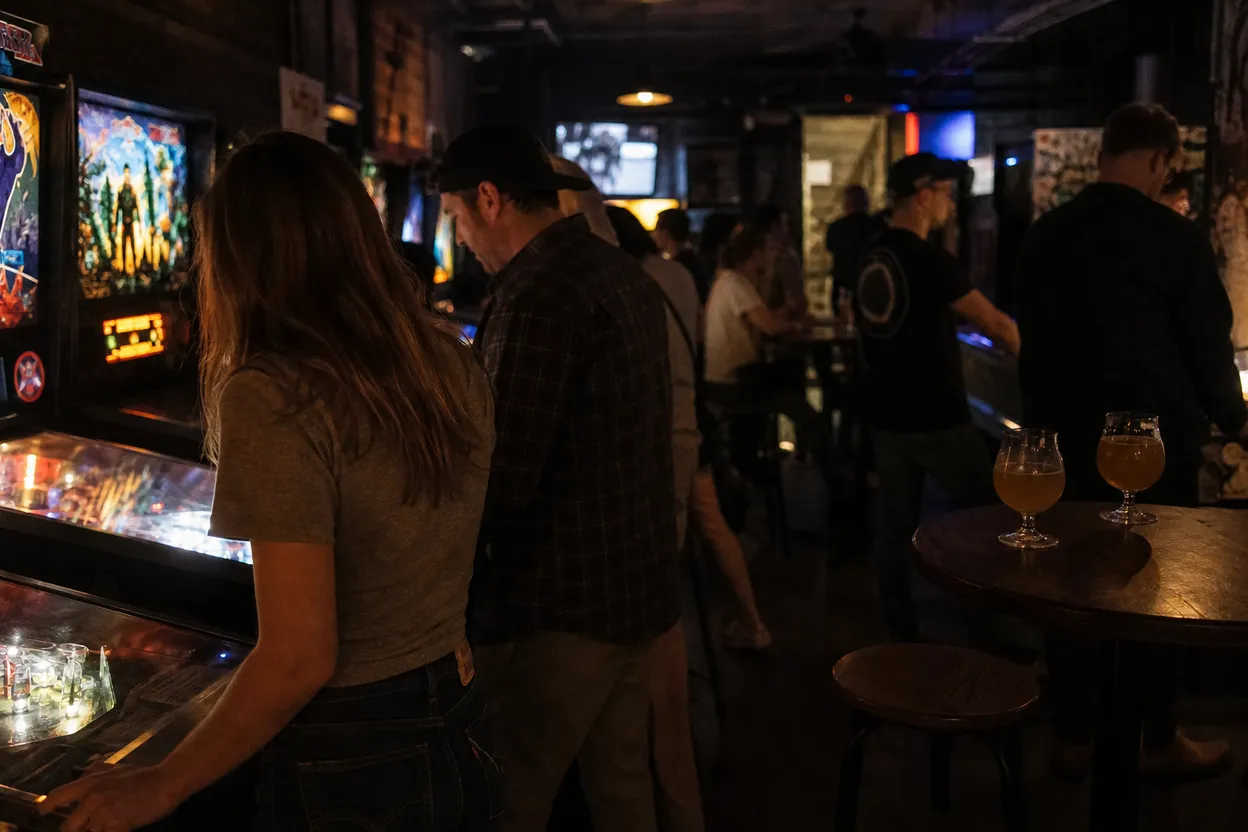 NYC experience scene for Barcade Chelsea: A Pinball-and-Beer Plan for Friends Who Need a Game