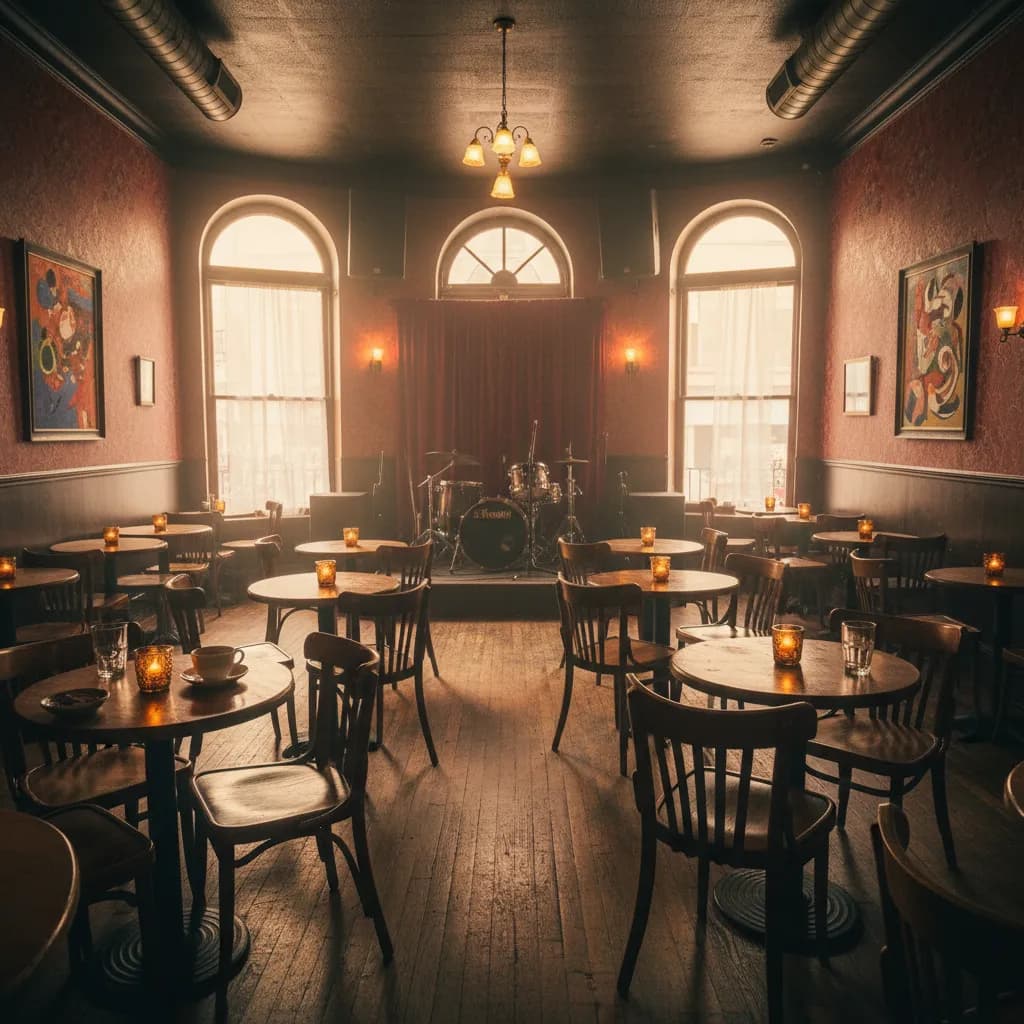 Editorial-style realistic scene inspired by Bar LunAtico in New York.
