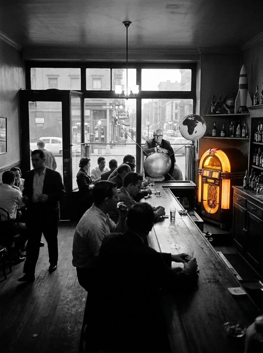 Bar stools at Lucy's Lounge where the jukebox still plays 45s and the back room stays dark