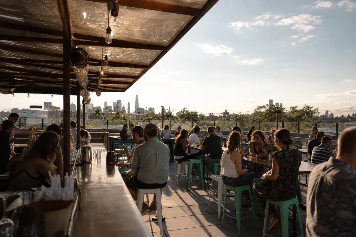 Cover scene for Bar Zoli Rooftop in East Williamsburg When the Group Wants Air