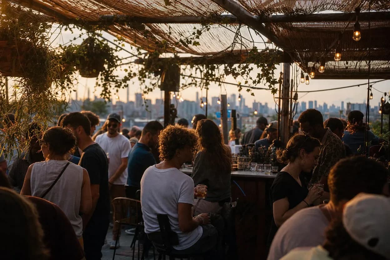 NYC experience scene for Bar Zoli Rooftop in East Williamsburg When the Group Wants Air