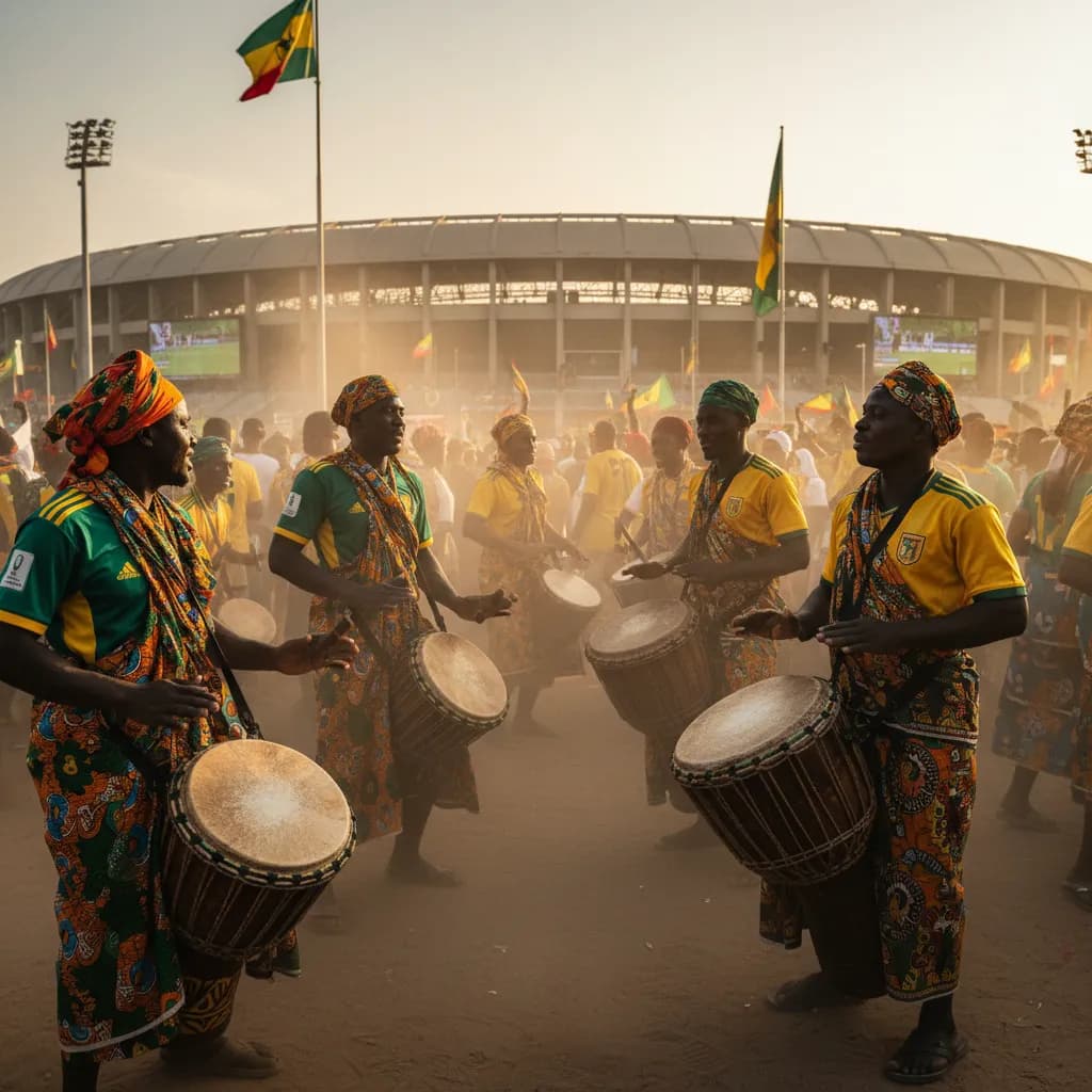 A BBQ tailgate outside the stadium before a World Cup match