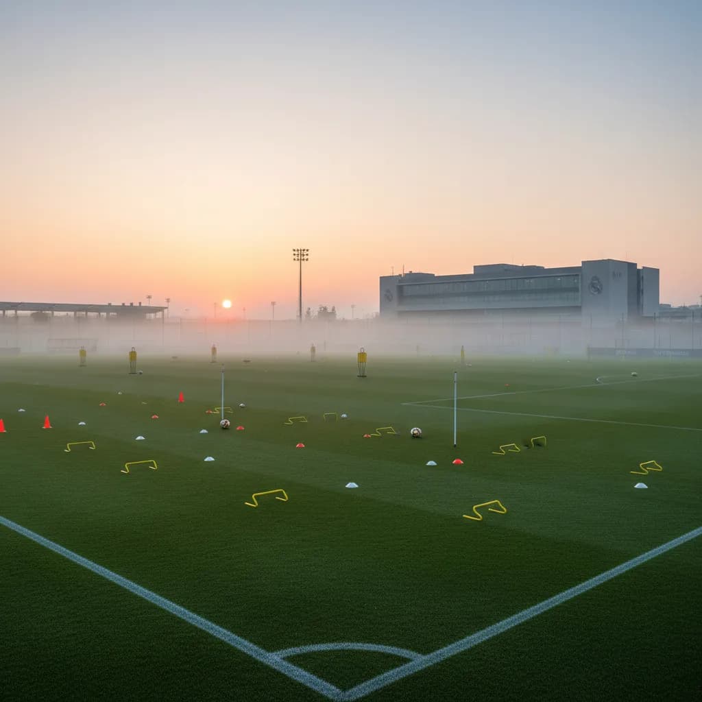 A midfielder commands the pitch with supreme confidence under floodlights