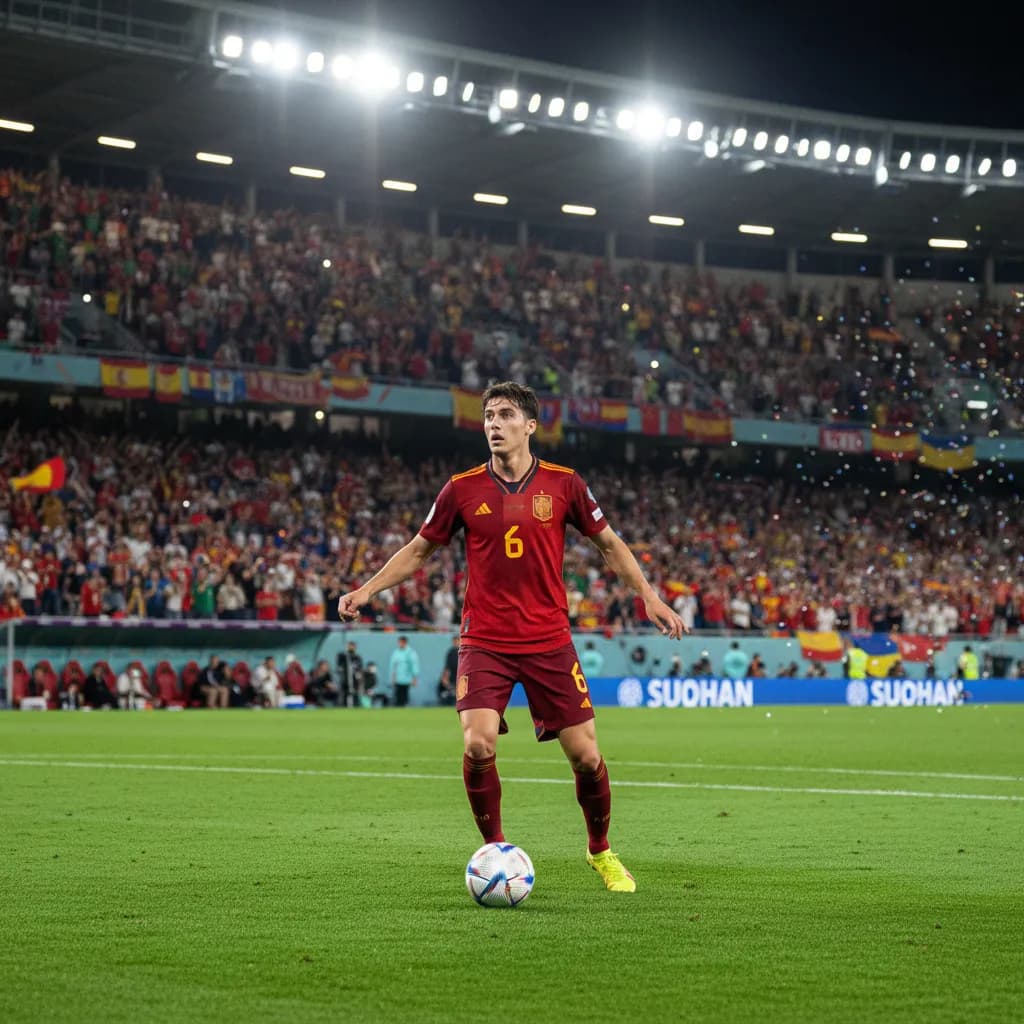 English midfielder driving forward through a sunlit stadium